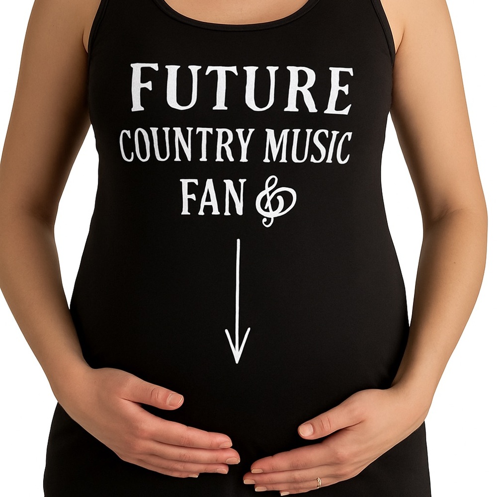 Funny Maternity‎ Tank Future Country Music Fan Baby Bump XS-S Concert Pregnancy